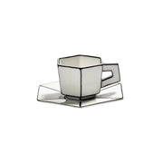 Tazzina da espresso Carte Blanche con piattino in porcellana bianca e nera – Annebet Philips x Serax