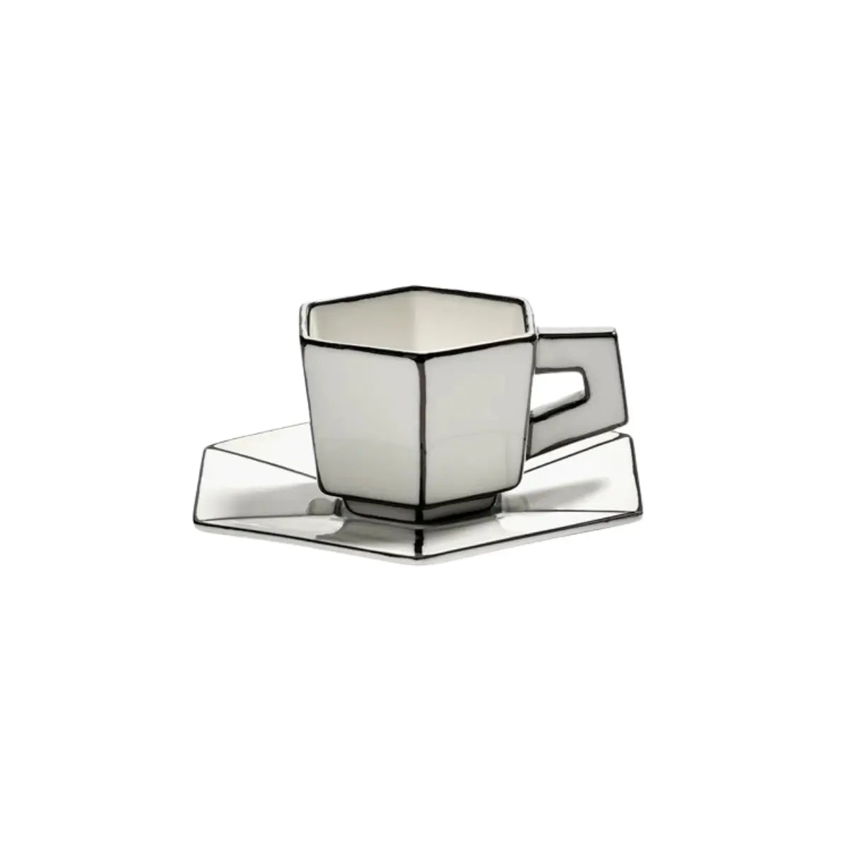 Tazzina da espresso Carte Blanche con piattino in porcellana bianca e nera – Annebet Philips x Serax