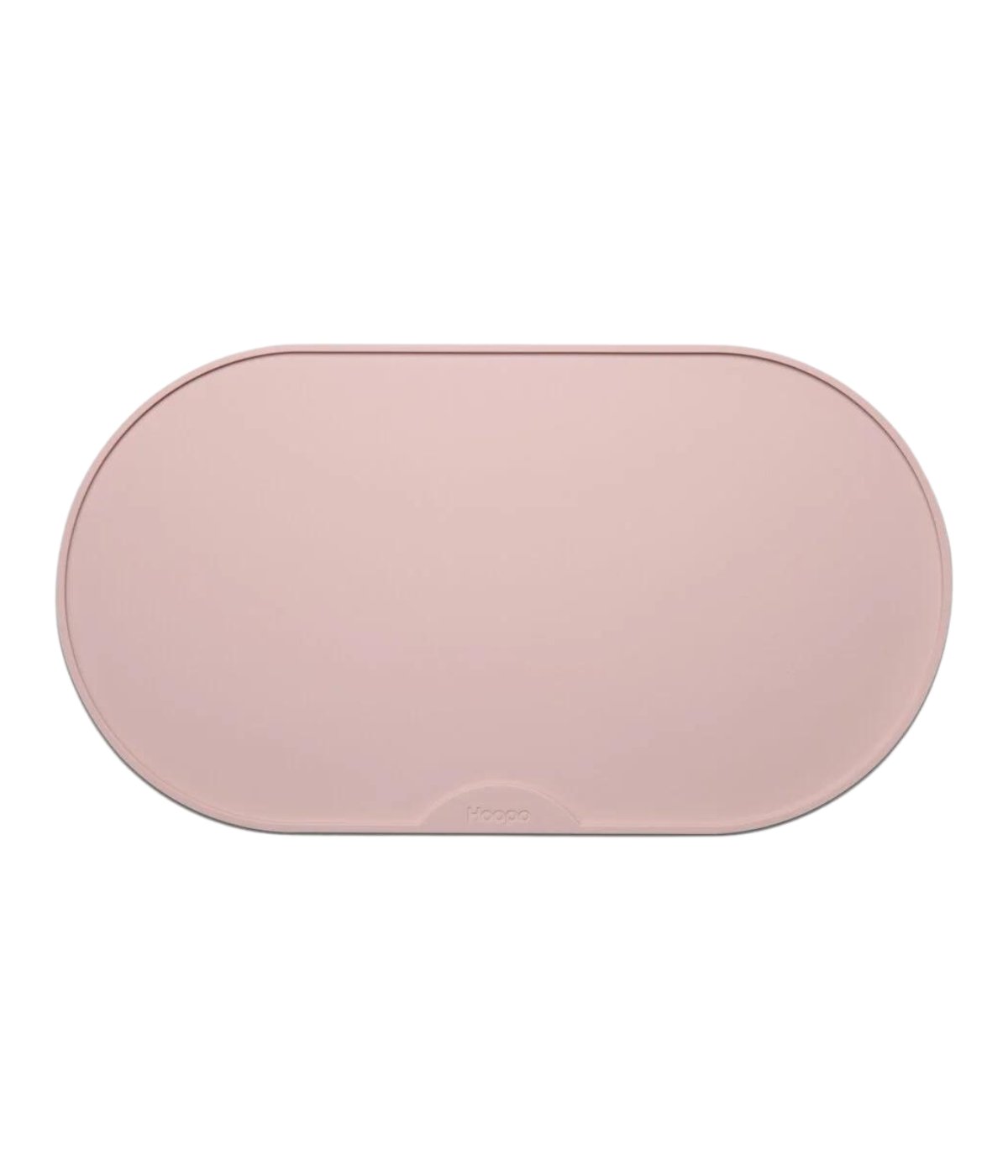 Tappetino in silicone rosa per ciotole gatto. Forma ovale. Sfondo bianco
