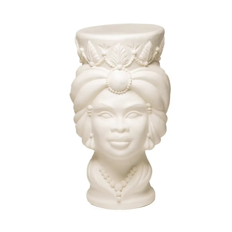 Tavolino testa di moro con figura femminile di colore bianco