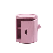 Mobiletto a forma di tronco rosa con anta aperta utilizzabile come comodino, tavolino, contenitore