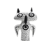 Vaso in ceramica bianco e nero a forma di gufo