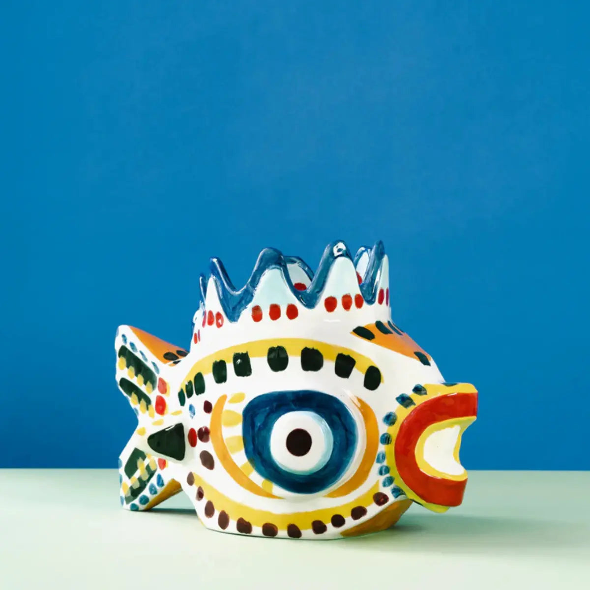 Vaso Sicily 01 a forma di pesce multicolore in gres dipinto a mano – Ottolenghi e Ivo Bisignano x Serax
