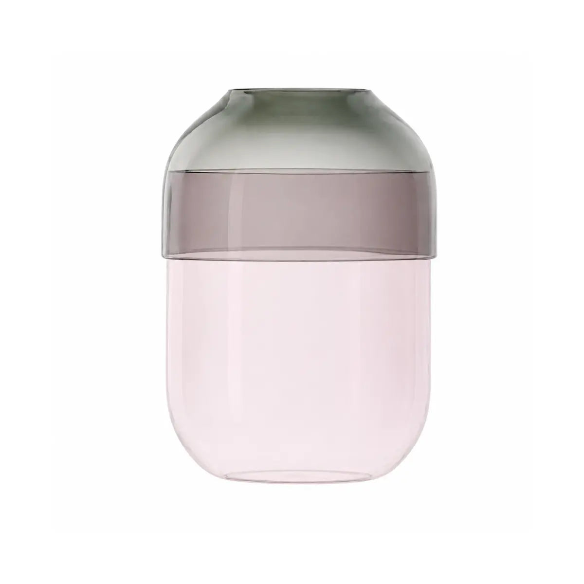 Vaso in vetro Fio con base rosa e coperchio grigio smoke