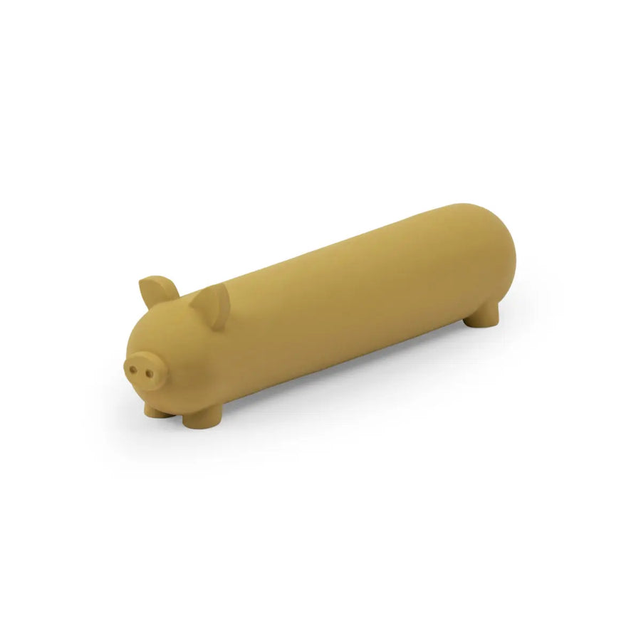 Gioco per cani a forma di maiale allungato color marrone chiaro con suono