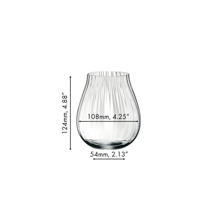 bicchiere singolo con misure, su sfondo bianco