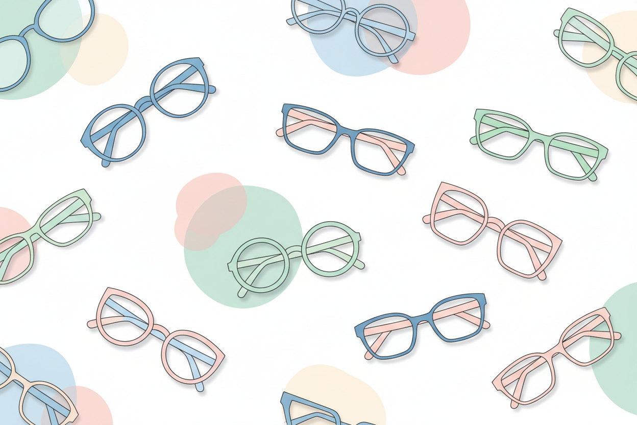 sfondo con occhiali da lettura stilizzati sparsi 