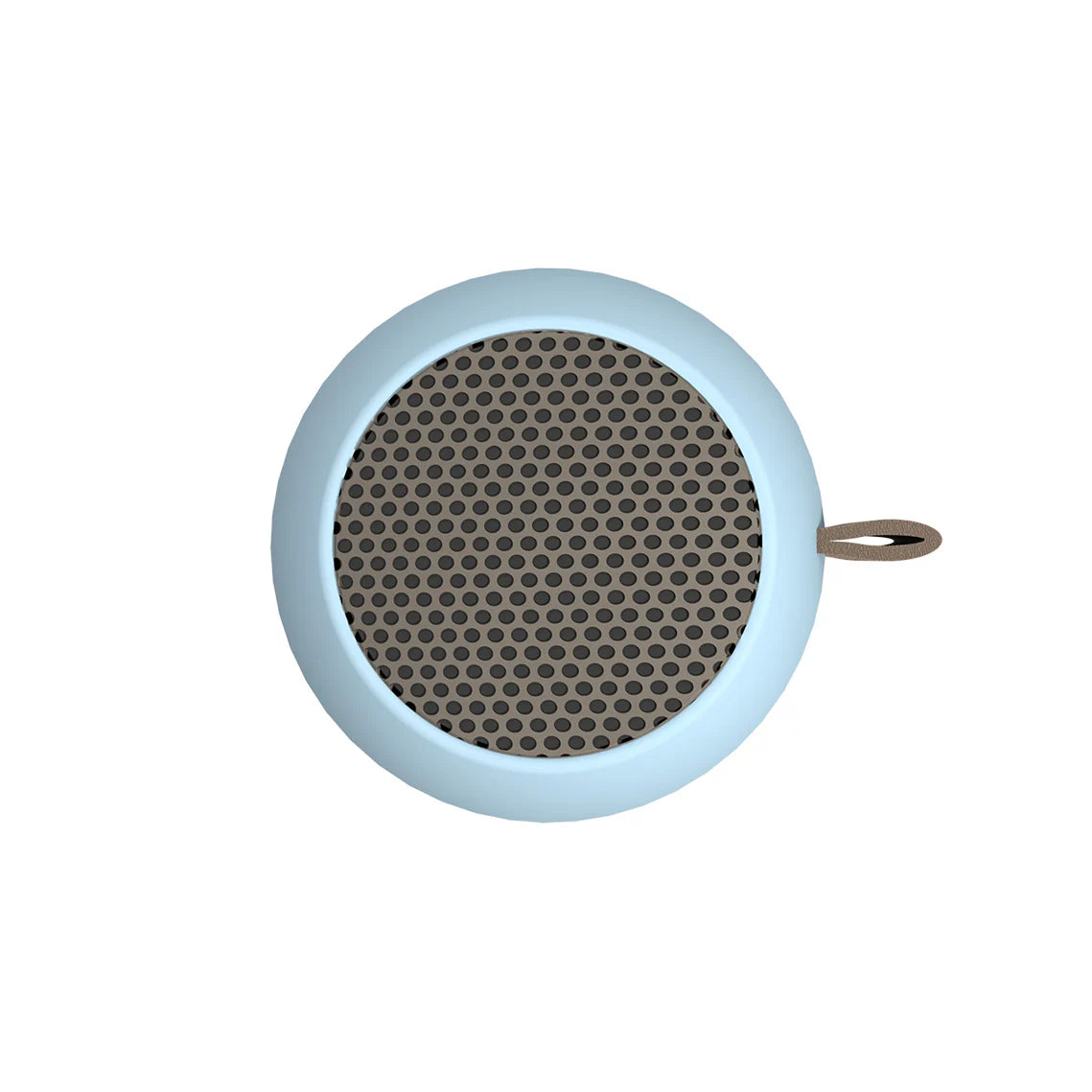 cassa audio portatile vista dall'alto, su sfondo bianco 